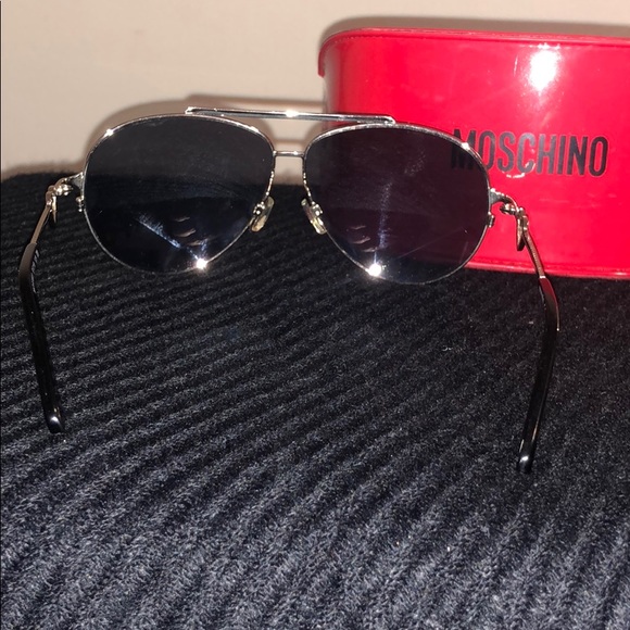 Moschino Sunglasses Silver Aviator Heart Frame 90s - Picture 9 of 12